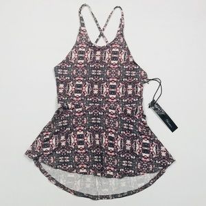 BKE Boutique Boho Cross Open Back Tank Top Aztec